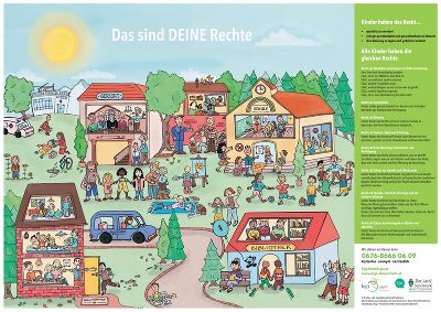 Wimmelbild für die Suche nach Kinderrechten -